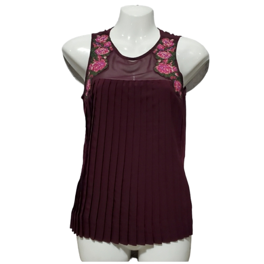 American eagle outtfiters embroidered Pleated top
